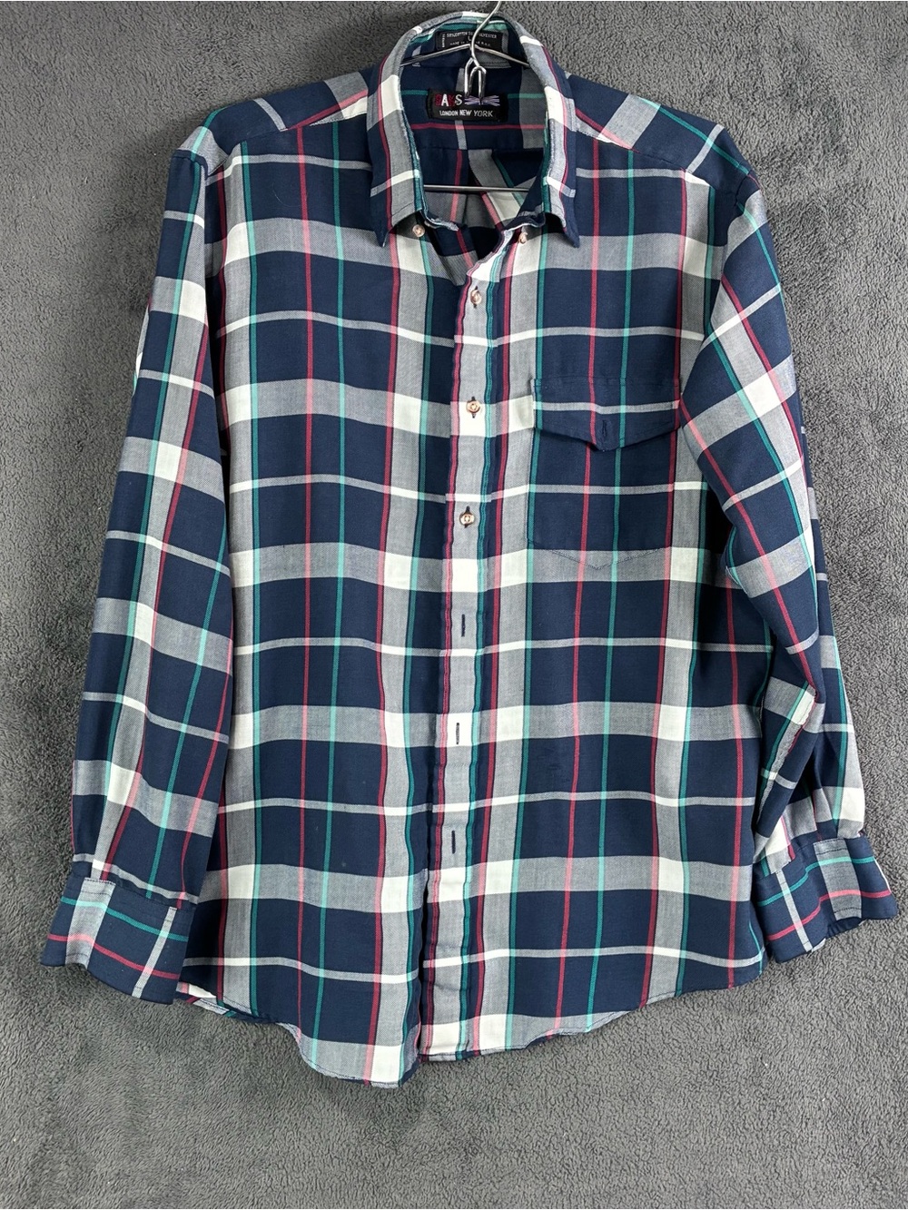 Daks London New York Plaid Button Down Shirt Mens Large Cotton Blend